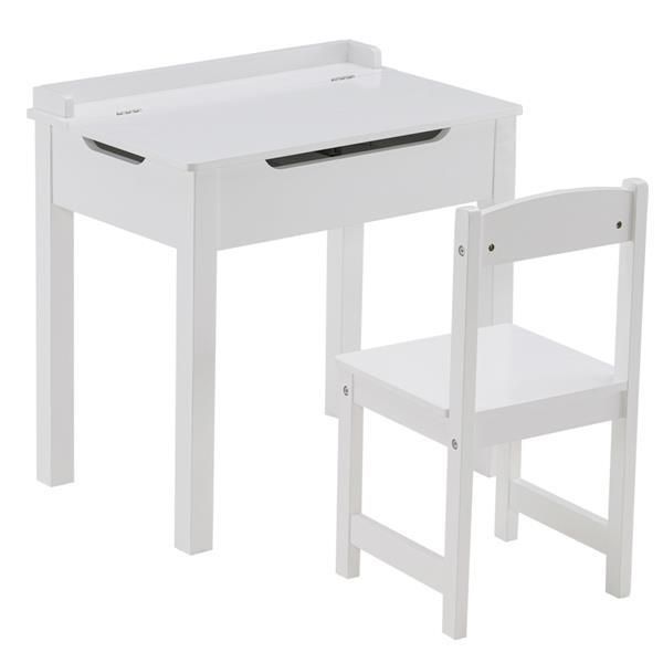 

garden sets [59 40.5 x 59]cm mdf white children's study table and chair set of 2 can open drawers