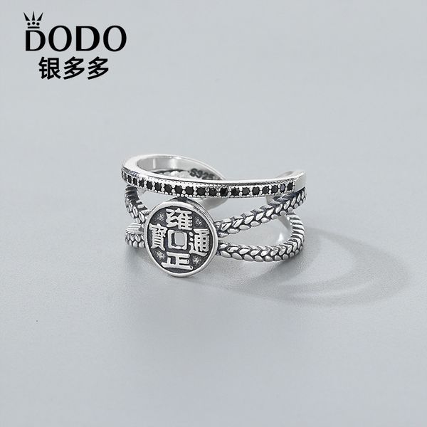 

s925 sterling silver copper coin ring, female, korea dongdamen net red, personalized hand ornament, twist woven cross ring