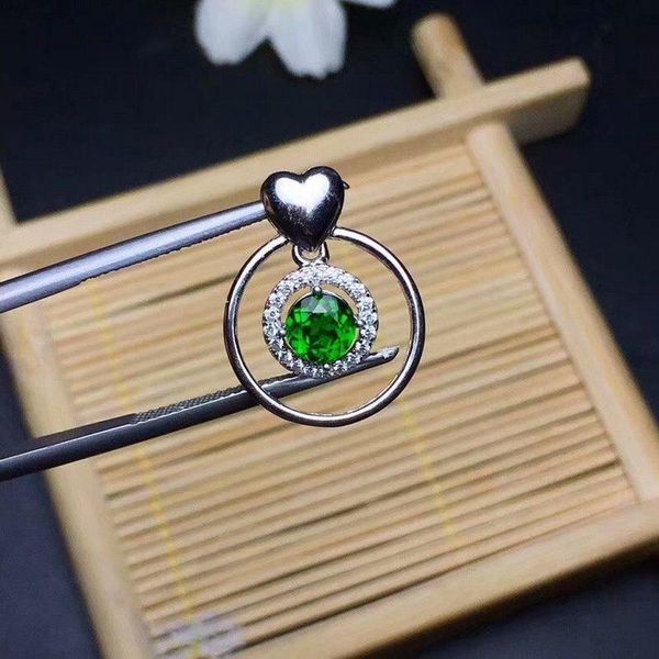 

lockets fidelity natural 5mm diopside pendants s925 sterling silver fashion fine jewelry for women party green gemstone