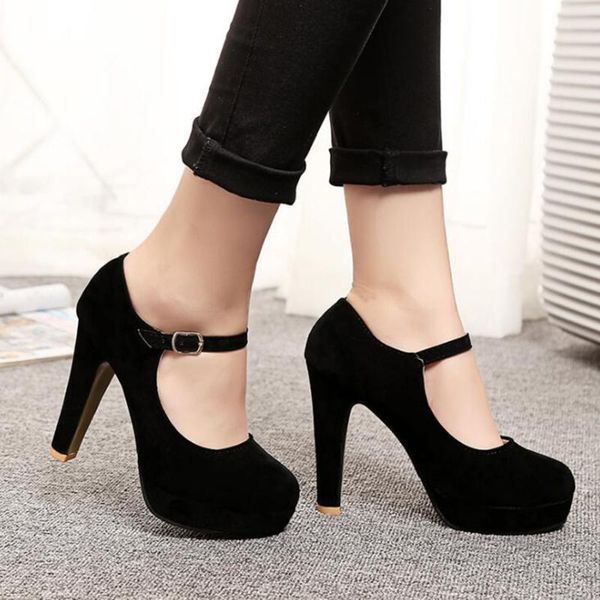 

woman pumps 2021 women 's shoes summer the high heels rounded suede comfortable work sandals, Black