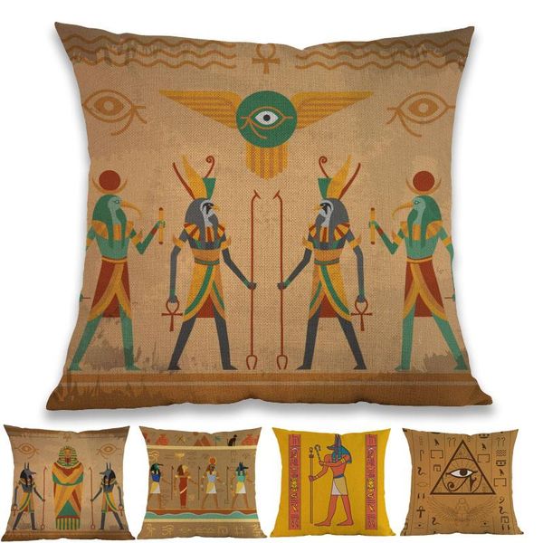 

ancient egypt pantheon pharaoh the eye of horus anubis hieroglyphic throw pillow case home sofa decoration cushion cover cushion/decorative