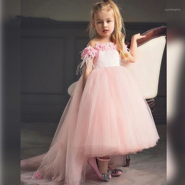

real picture pink flower girls dress princess lace ball gown for wedding kids birthday pageant party custom made size girl's dresses1, Red;yellow