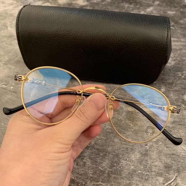 

design sunglasses crosin eyeglass frame men's new babba-a net red same model small round pure titanium myopia female student, White;black
