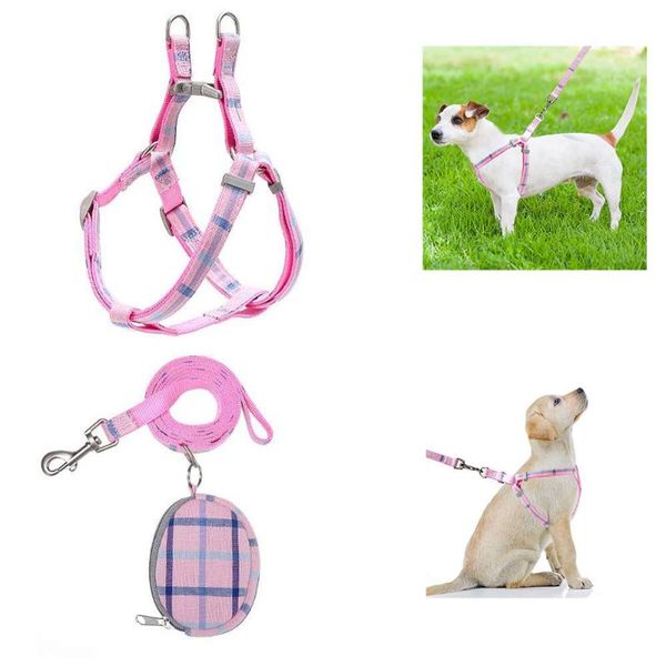 

dog collars & leashes harness leash set walking and training pet adjustable lead strap with detachable snack bag