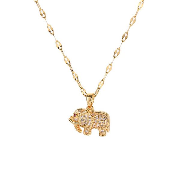 

chains lucky baby elephant titanium steel necklace female auspicious meaning clavicle chain ins niche 18k jewelry, Silver