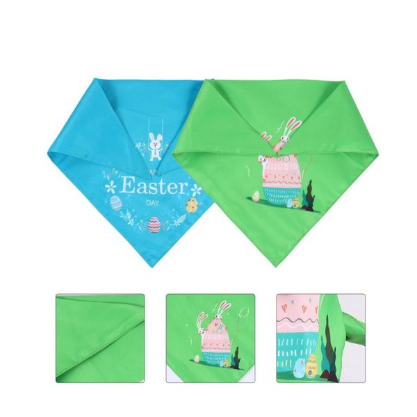 

2pcs pet easter theme triangular scarves bandanas saliva towels bibs dog apparel