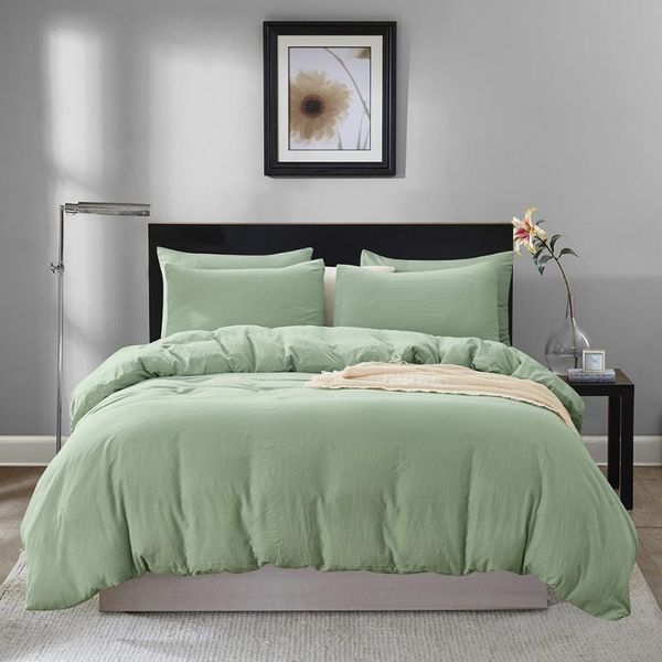 

bedding sets soild color water wash pink set bedroom soft luxury