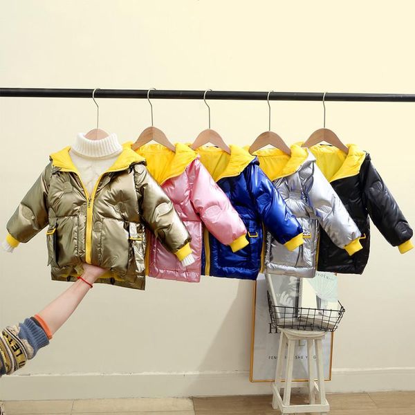 

down coat boys girls short jacket kids thick bright coats children's winter clothes white duck hooded casual wash outerwear, Blue;gray