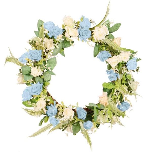 

wreath wall hanging vine circle rose simulation triple-cornered garland door spring home decoration decorative flowers & wreaths