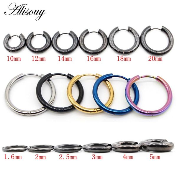 

hoop & huggie alisouy earrings gold silver color colorful black rose round ear rings for women men fashion punk hoops earring, Golden;silver