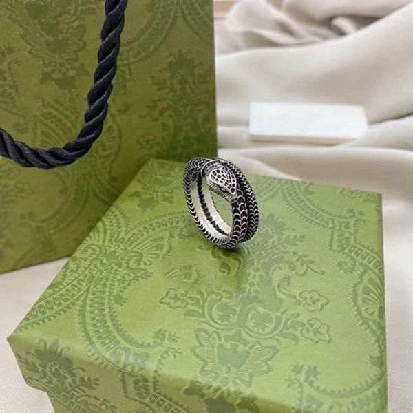 

ring gujia spirit snake double gw925 sterling silver old scale fashion trend male and female lovers personality