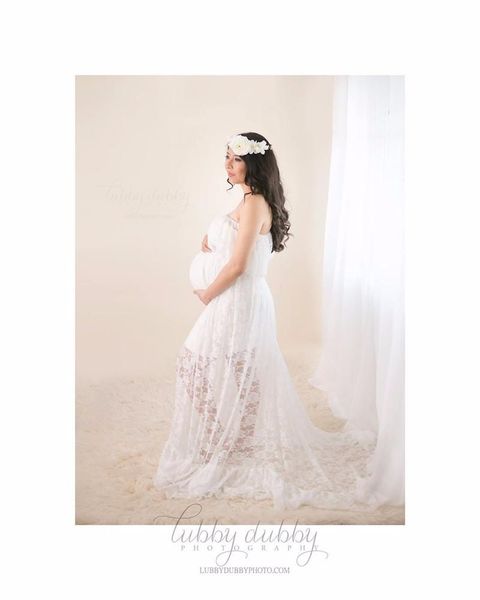 

maternity dresses fashion pography props fancy pregnant clothes stretch lace dress, White