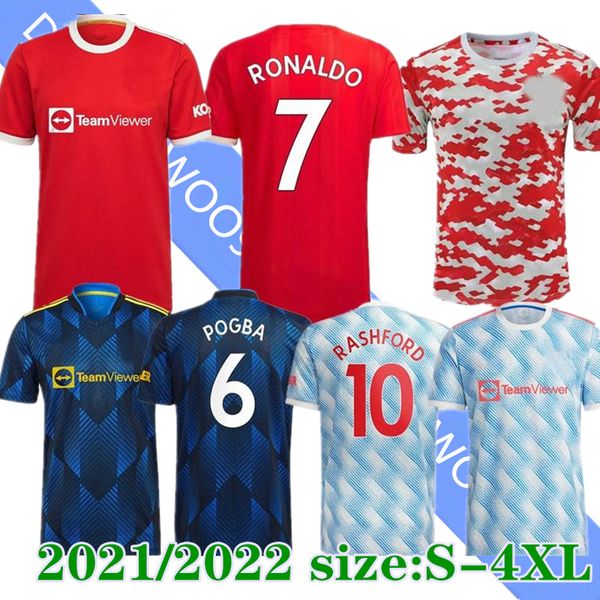 

large size s-4xl soccer jerseys 21 22 ronaldo united jersey sancho 25 greenwood rashford 10 b. fernandes 18 pogba 6 mufc football shirts man, Black;yellow