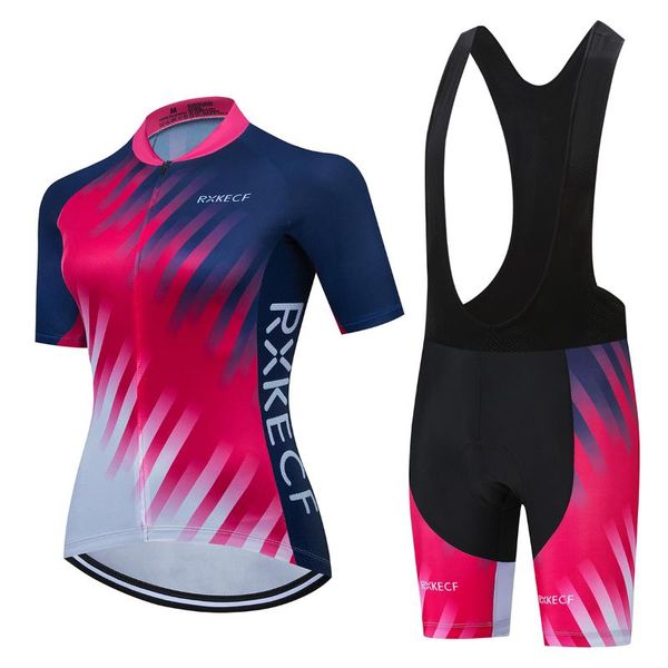 

racing sets quick-dry mountain bike clothing 2021 women bicycle jersey bib set dress summer outdoor sports cycling clothes ladies mtb wear, Black;blue