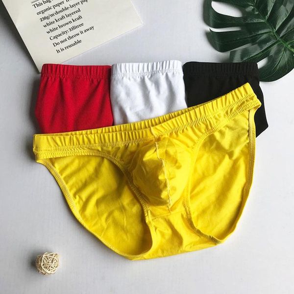 

underpants men's underwear briefs cotton breathable pure color simple youth pants low waist comfortable, Black;white