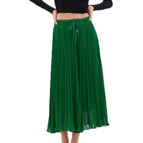 

women's pants & capris summer women 2021 casual pleated chiffon green womens clothing high waist wide leg, Black;white