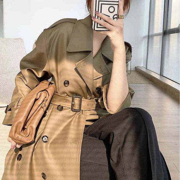 

women's trench coats [eam] women khaki big size long lapel sleeve loose fit windbreaker fashion spring autumn 2022 1de2064 eluu, Tan;black