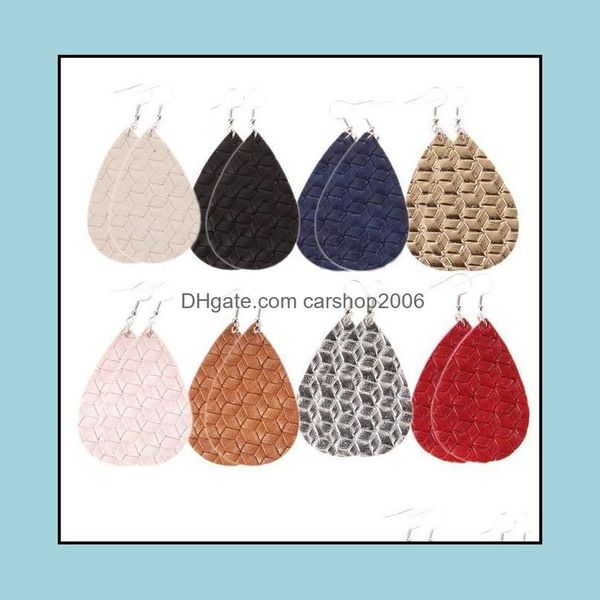

& chandelier jewelryfaux leather petal woven pattern dangle earrings for girls/ladies drop delivery 2021 zw1c7, Silver