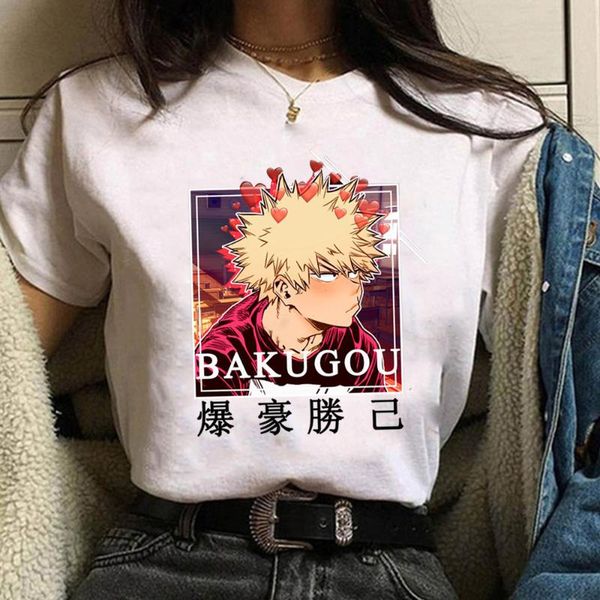 

women's t-shirt katsuki bakugo short sleeve funny tee women, White