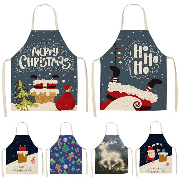 

aprons christmas decoration sleeveless apron cotton linen kitchen women home cooking baking waist bib pinafore 53*65cm cm1005