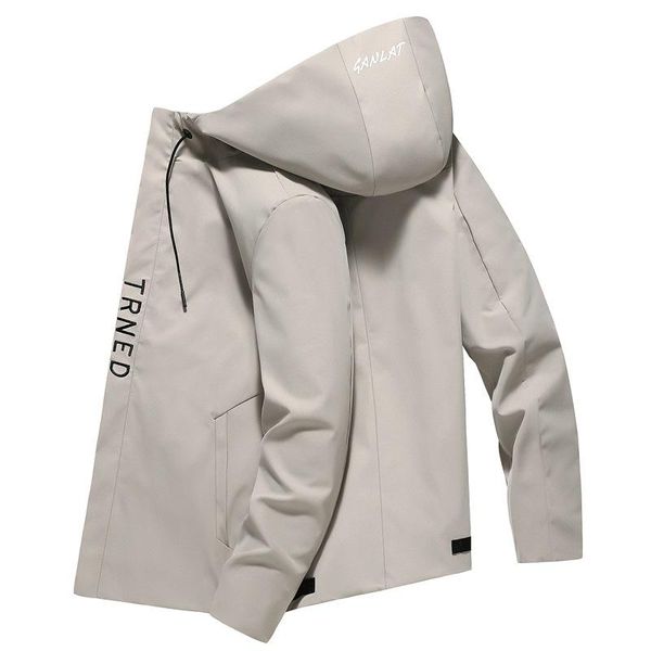 

men's jackets korean 2021 jacket spring autumn fashion trend casual letter printing hooded youth all-match coats clothing, Black;brown