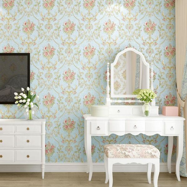 

wallpapers 3d european pastoral flower wallpaper self-adhesive nordic bedroom study living room stereo tv back wall