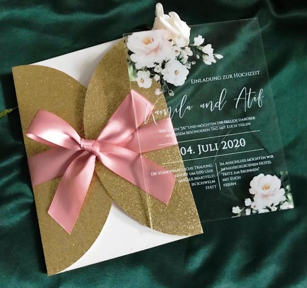 

glitter gold sheet with ribbon,acrylic wedding invitations,custm 10pcs acrylic quinceanera invitations,acrylic invitations greeting cards