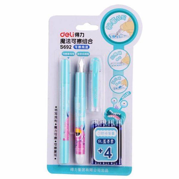 

fountain pens deli candy color calligraphy pen blue ink set copy erasable writing student stationery store school office supplies