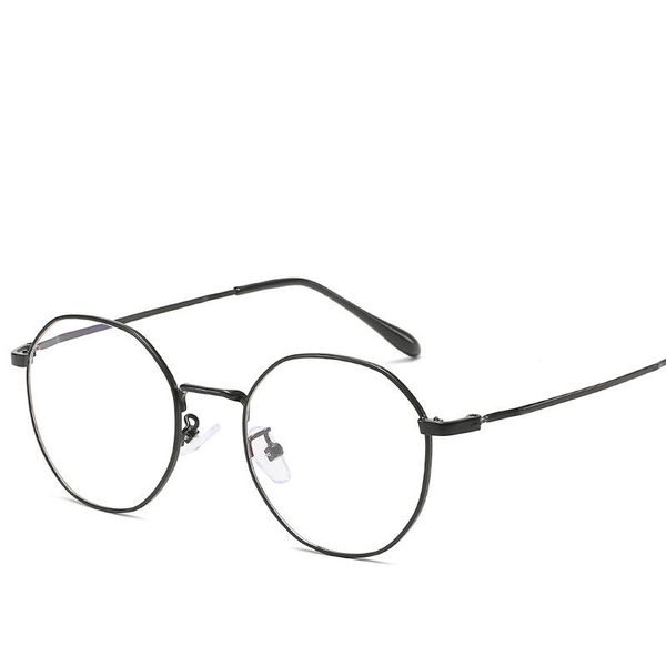 

fashion sunglasses frames vintage metal eyeglass frame flat mirror male and female small irregular myopia, Black