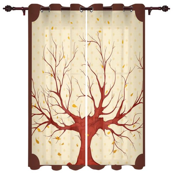 

polyester translucent curtains tree fallen leaves wave point pattern luxury for living room kitchen bedroom windows curtain & drapes