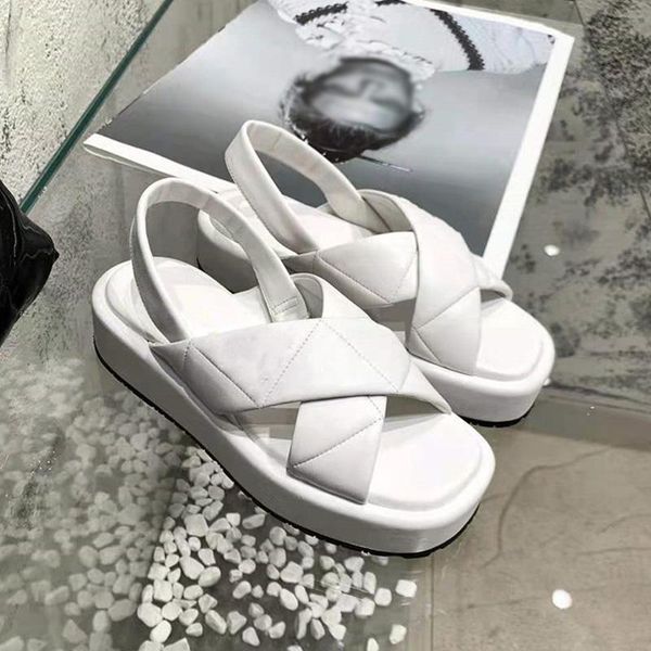 

sandals women beach slippers soft thick soled leather black white cross straps females summer casual slides