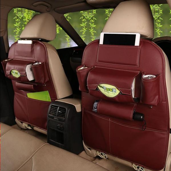 

leather multi-function storage seat hanging back bag car sundries pjqkc