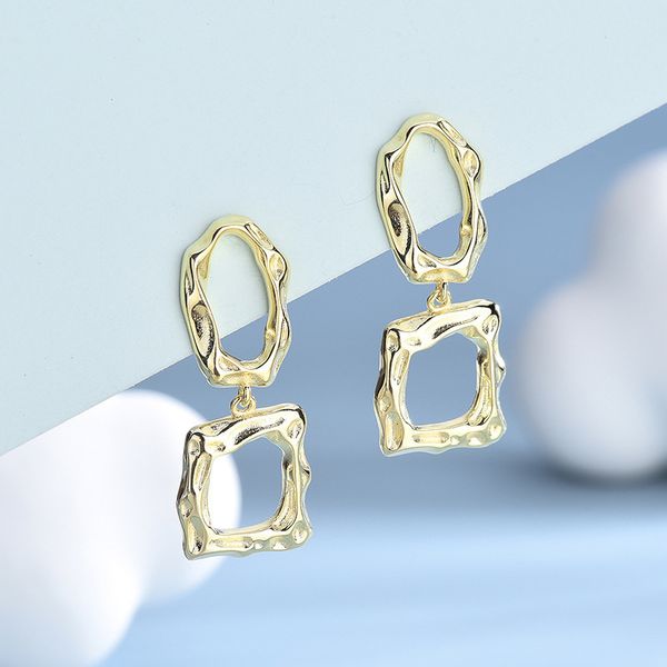 

creative korean version s925 silver ear nail female electroplated gold geometric irregular sterling silver earrings, Golden