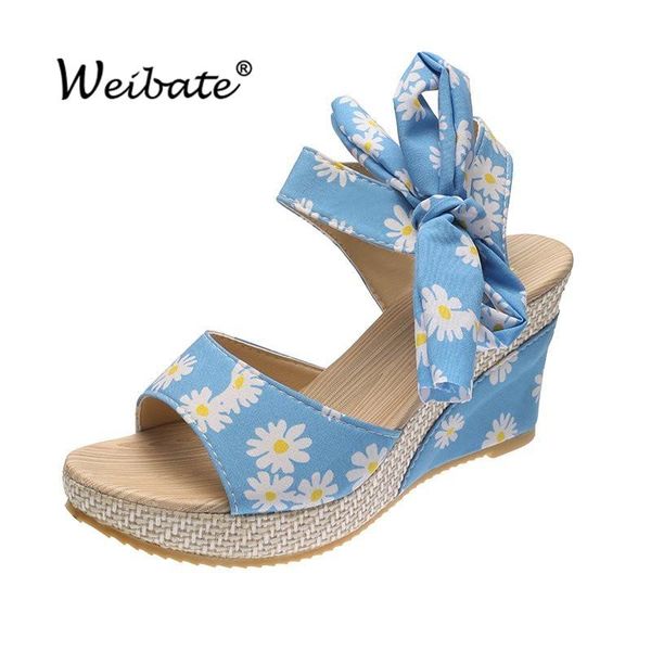 

women sandals daisy bowknot design platform wedge female casual high increas shoes ladies fashion ankle strap open toe, Black