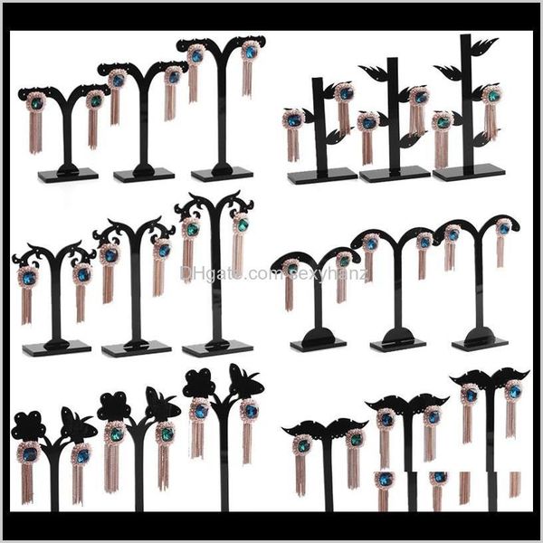 

other packaging & jewelry drop delivery 2021 black acylic tree shaped stand holder fashion three-piece goat horn small earring display rack, Black;white