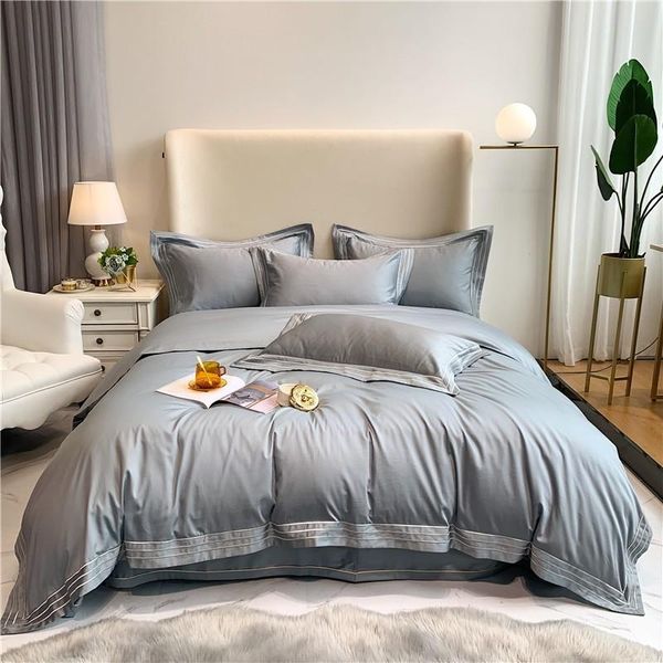 

4pcs egyptian cotton brief style linen embroidery duvet cover bedsheet pillow shams el ultra soft bedding set  king size sets