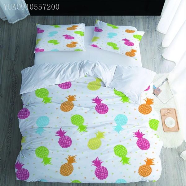 

bedding sets fruit set fashion colorful pineapple 3d printed quilt cover pillowcases good quality duvet single double