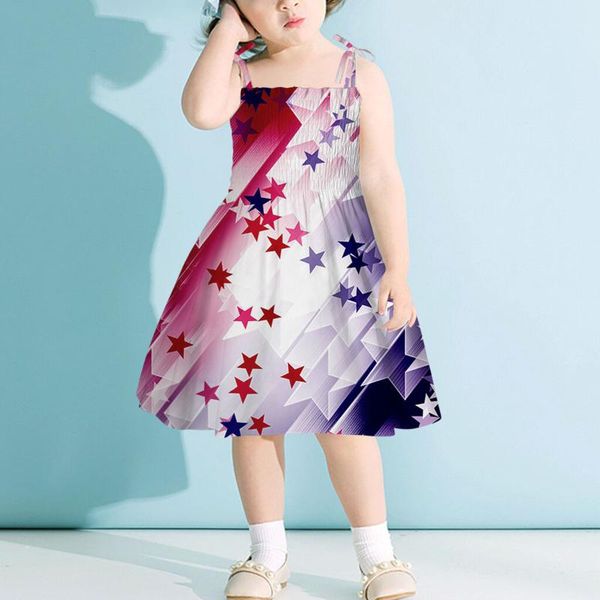 

girl's dresses robe Ã©tÃ© baby girls independence day 4th-of-july princess beach suspender dress sleeveless summer children's, Red;yellow