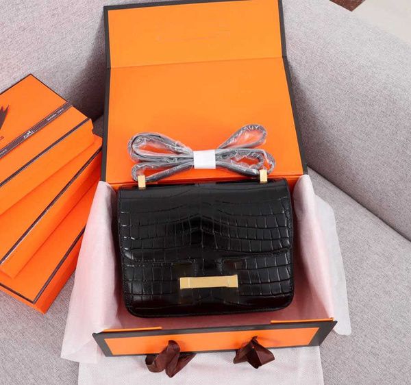 

designer luxury bag crocodile constance stewardess imported from france, hand-made, high-end , women's side backpack, size 22 *6 *17 wo