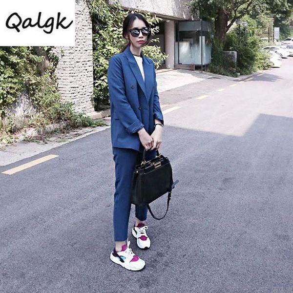 

women's suits & blazers set female 2021 autumn and winter fashion loose suit jacket nine pants two sets of temperament casual wild clot, White;black