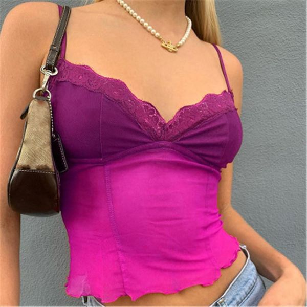 

spring summer streetwear y2k womens tank aesthetic solid lace patchwork crop v neck sexy, White