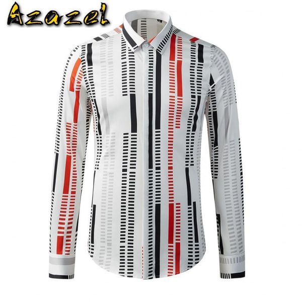 

azazel 100% cotton male shirts luxury long sleeve irregularity stripe mens fashion slim fit party man 3xl men's casual, White;black