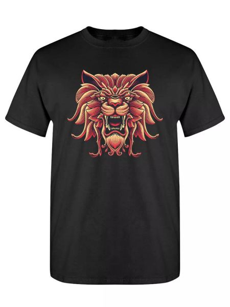 

lion head engraving style tee men's -image by shutterstock, White;black