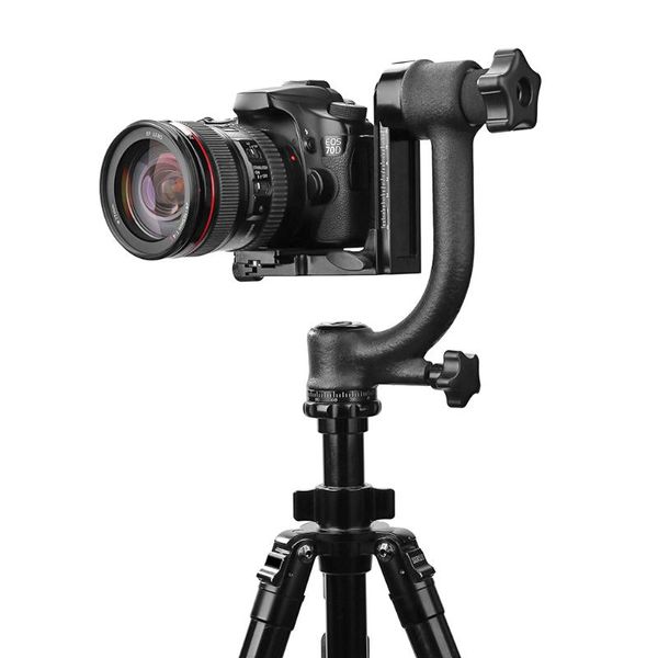 

black 1/4 inch aluminum alloy tripod heads gimbal head for telepo lens bird-watching pography