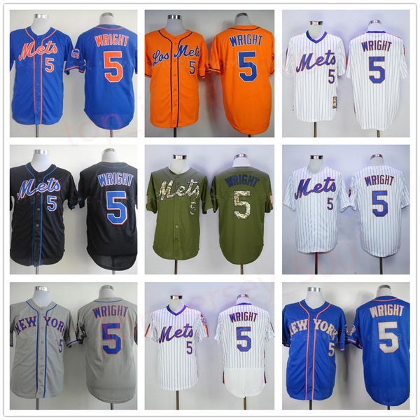 

men retror baseball vintage 5 david wright jersey retire stitched team flexbase cool base blue white orange grey beige black army green, Blue;black