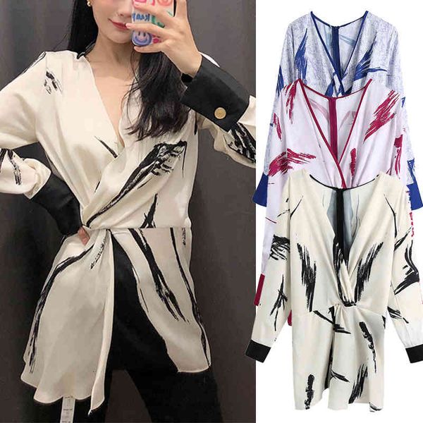 

casual dresses fashion lace up decoration mini v-neck long sleeve ladies loose turn-down collar vestidos spring nmu3, Black;gray