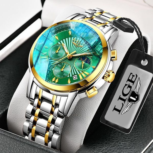 

watch men fashion quartz sport watches mens all steel military clock waterproof gold men's relogio masculino+box wristwatches, Slivery;brown