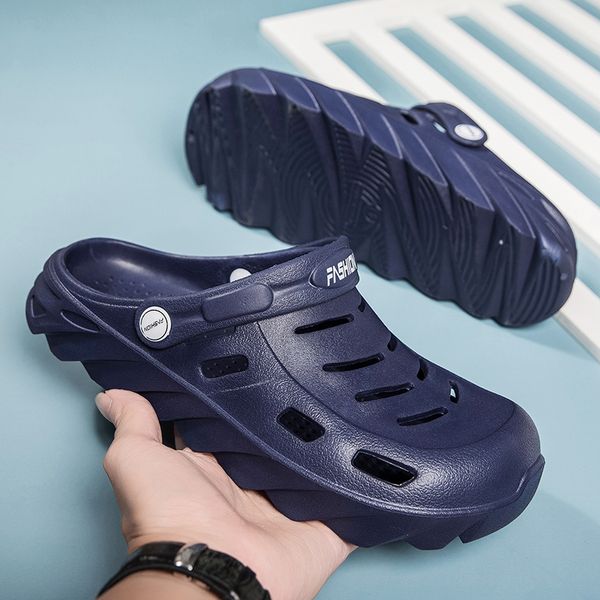 

high new wholesale 2023 summer personality slippers outdoor beach hole shoes men flip flop no brand non-slip sandals slipper size n-slip, Black