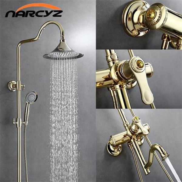 

shower sets head brass european style three-function blackwith gold bath spray 8813 bathroom