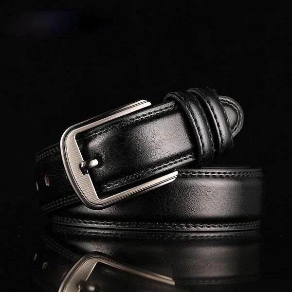 

belts leather men's pin buckle middle-aged youth business casual trendy cowboy trousers male girdle, Black;brown